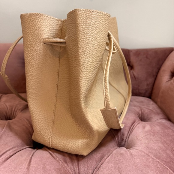 Tan Faux Leather Tote Bag, Minimalist Satchel, Lightweight Shoulder Bag - Picture 4 of 11